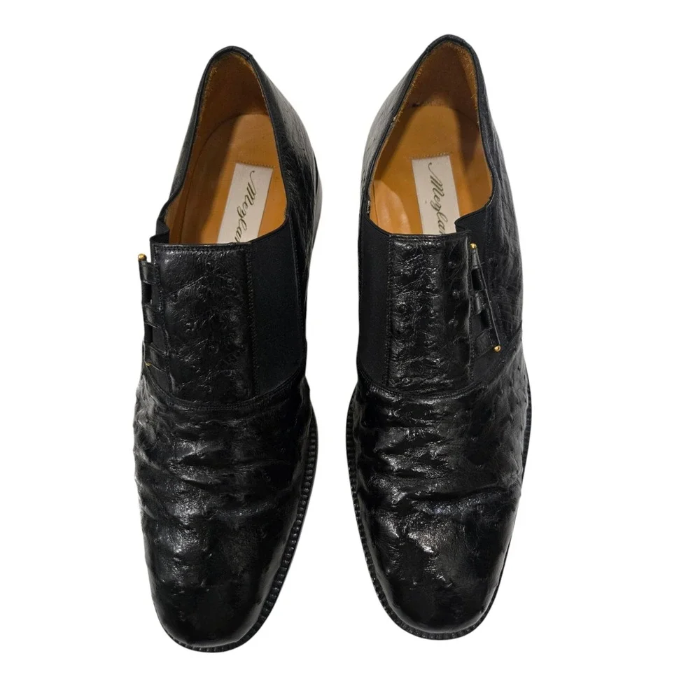 Mezlan Men's  Black Ostrich   Leather  Loafers Shoes Size 12